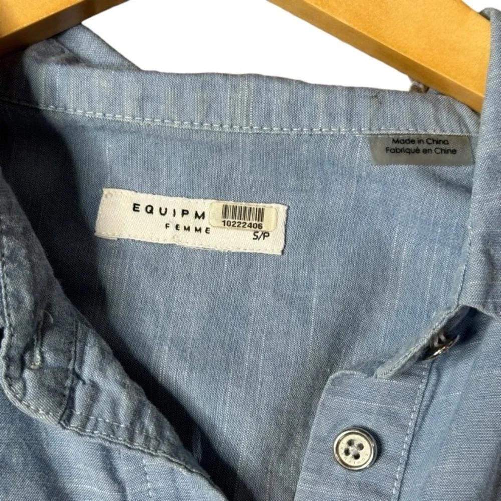 Equipment Femme Cotton Chambray Short-Sleeve Shirt Dress size S - Picture 5 of 8